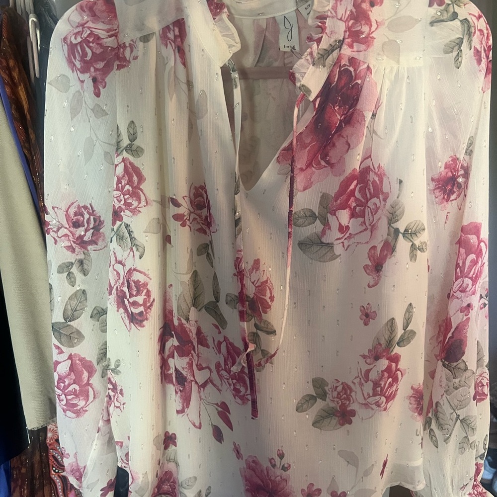 Joie Floral Blouse - Pink and Cream